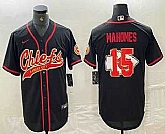 Men's Kansas City Chiefs #15 Patrick Mahomes Black Team Big Logo With Patch Cool Base Stitched Baseball Jersey,baseball caps,new era cap wholesale,wholesale hats